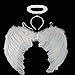 Produktbild Erwachsene Kinder Schwarz / Weiß Feder Fee Engelsflügel Hen Night Kostüm Halloween Kostüm Festliche Party Supplies (Weiß) DEjasnyfall