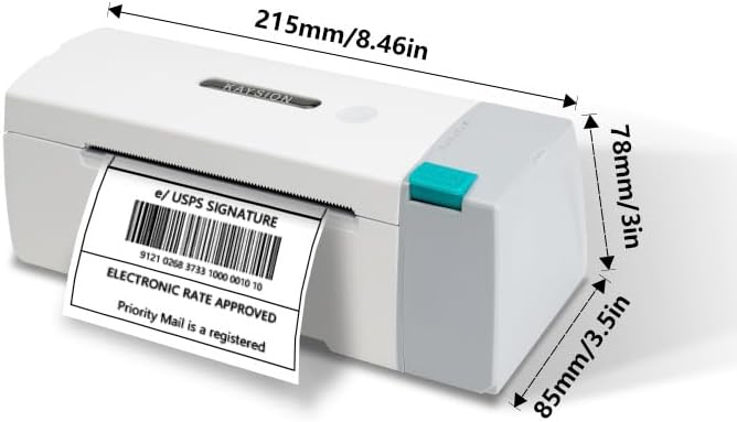 Dimensions of the KAYSION SK45 Thermal Printer