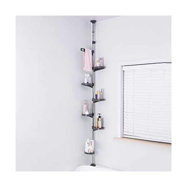 BAOYOUNI 7-Tier Indoor Plant Pole Spring Tension Rod Expandable Flower Pots Display Rack Stand Hanger Metal Corner Storage Shelf, Grey - Image 6