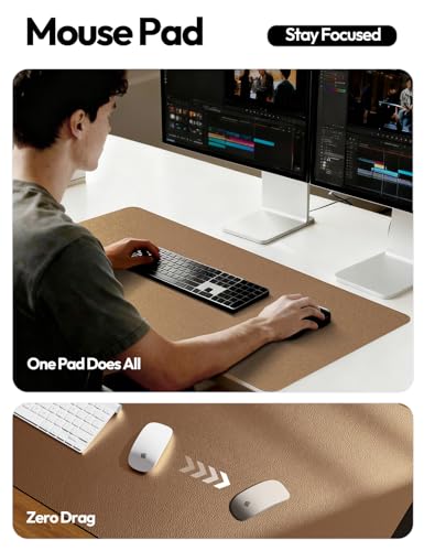 Image of YSAGi Leather Desk Protector, Office Mat, Large Mouse Mat, Non-Slip PU Leather Blotter, Laptop Pad, Waterproof Writing Pad for Office and Home (Bronze, 31.5 inch x 15.8 inch)