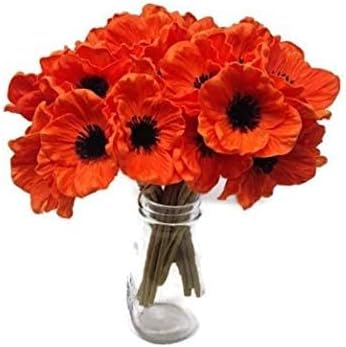 Floral Kingdom Artificial Poppy Flowers 8 Pack 10 Inch Orange – Real Touch Latex Poppies for Home Decor, Wedding Bouquets, Party Décor, Bathroom Decoration - Image 5