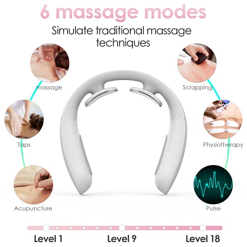 Smtaly Neck Massager For Pain Relief, Intelligent Neck Massager With Heat, 6 Modes 18 Levels Portable Deep Tissue Trigger Point Massager, Christmas Gift For Women Men, Car, Home, Travel, Office -Pink #TOP1
