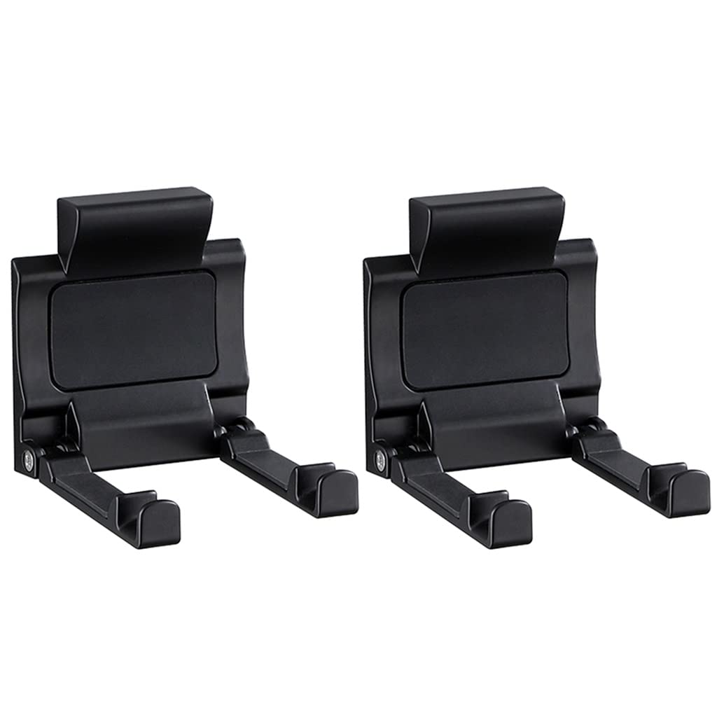 Wandhalterung Haartrockner Halterung Platzsparend Um 90° Klappbar Fönhalter，Space Aluminium Matt rutschfest Föhn Ständer，Starke Haftung (Color : Black*2, S : 3.6 * 3.8inches)