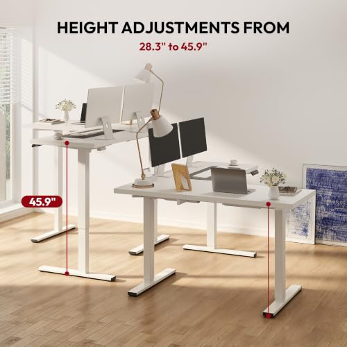 Image of SANODESK Electric L-Shaped Corner Standing Desk with Drawer,63x55