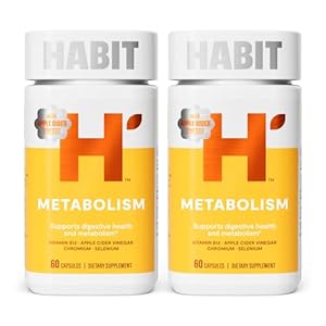 Habit Metabolism Supplement 2 Pack (120 Capsules) – Supports Digestive Health & Metabolism, Vitamin B12, Selenium, Chromium, Apple Cider Vinegar, Vegan, Non-GMO