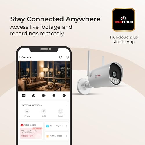 Image of Trueview 3mp All Time Color 4G Sim Based Bullet CCTV Security Camera for Home, Shop, Office, Farm, and Construction Site | IP66 Waterproof Rating | 11 IR (T18292SF-3MP 4G Bullet STQC)