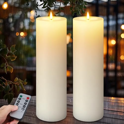 14" x 4" Waterproof Flickering LED Candles, 2-Pack