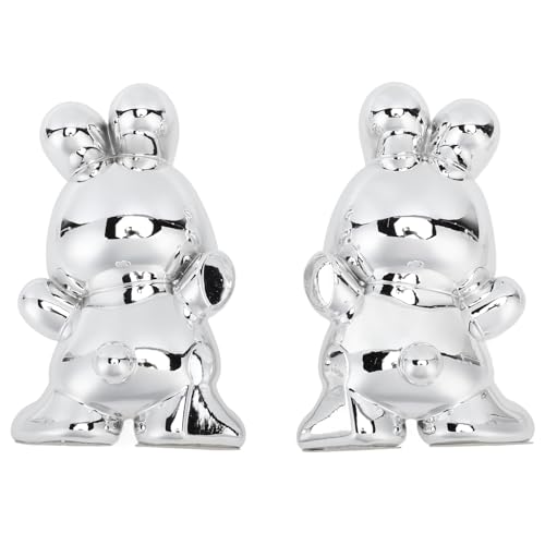 Serre-livres lapin résine argent stable pour étagère chambre et bureau