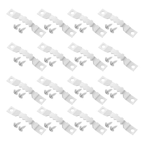 Image of uxcell 16Pcs Picture Hangers, Double-Eerration Frame Back Hanging Fasteners with Screws, Metal Photo Frame Hooks Fixing Hardware for Hanging Paintings Picture Photos Frame, Silver