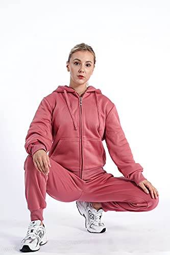 Image of TanBridge 2 Piece Outfits Women's Velour Sweatsuits Long Sleeve Zip Up Hoodie Sweatpants Tracksuits for Women