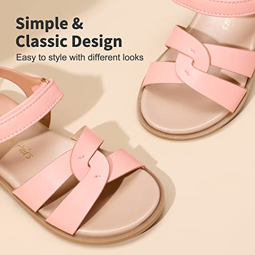 Image of DREAM PAIRS Girls Sandals Open Toe Princess Flat Sandals Strappy Summer Shoes Toddler /Little Kid