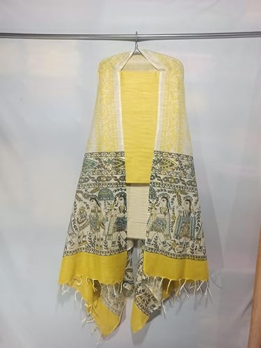 Image of ZERATEX Cotton Silk Hand Crafted Unstitched Suit Set for Women with Dupatta | Cotton Silk Salwar Suit Dress Material for Women & Girls | Top - 2.5 M, Bottom - 2.50 M & Dupatta - 2.5 M