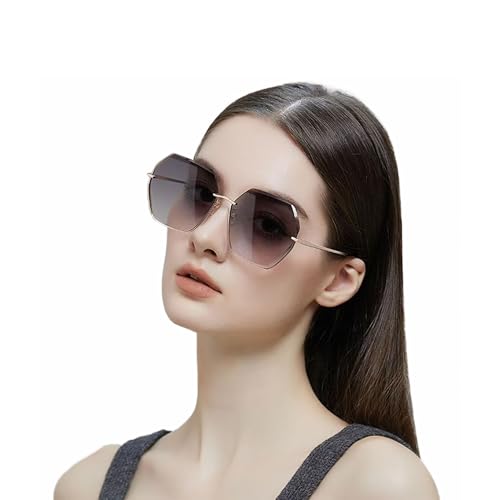 Rimless Sunglasses for Women Faded Lens, Gradient Frameless Sun Glasses Oversized HD Nylon Lens UV Protection