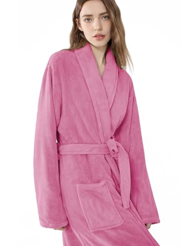 Image of Soft Robe For Women,Warm Plush Bath Robes Female,Spa Towel After Shower Lightweight Long Bathrobe
