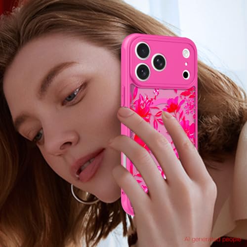 Image of KANGHAR Case for iPhone 17 Pro Max Floral Hot Pink | [Compatible with for Magsafe] Cute Blooming Flowers Protective Magnetic Case for Girls Women