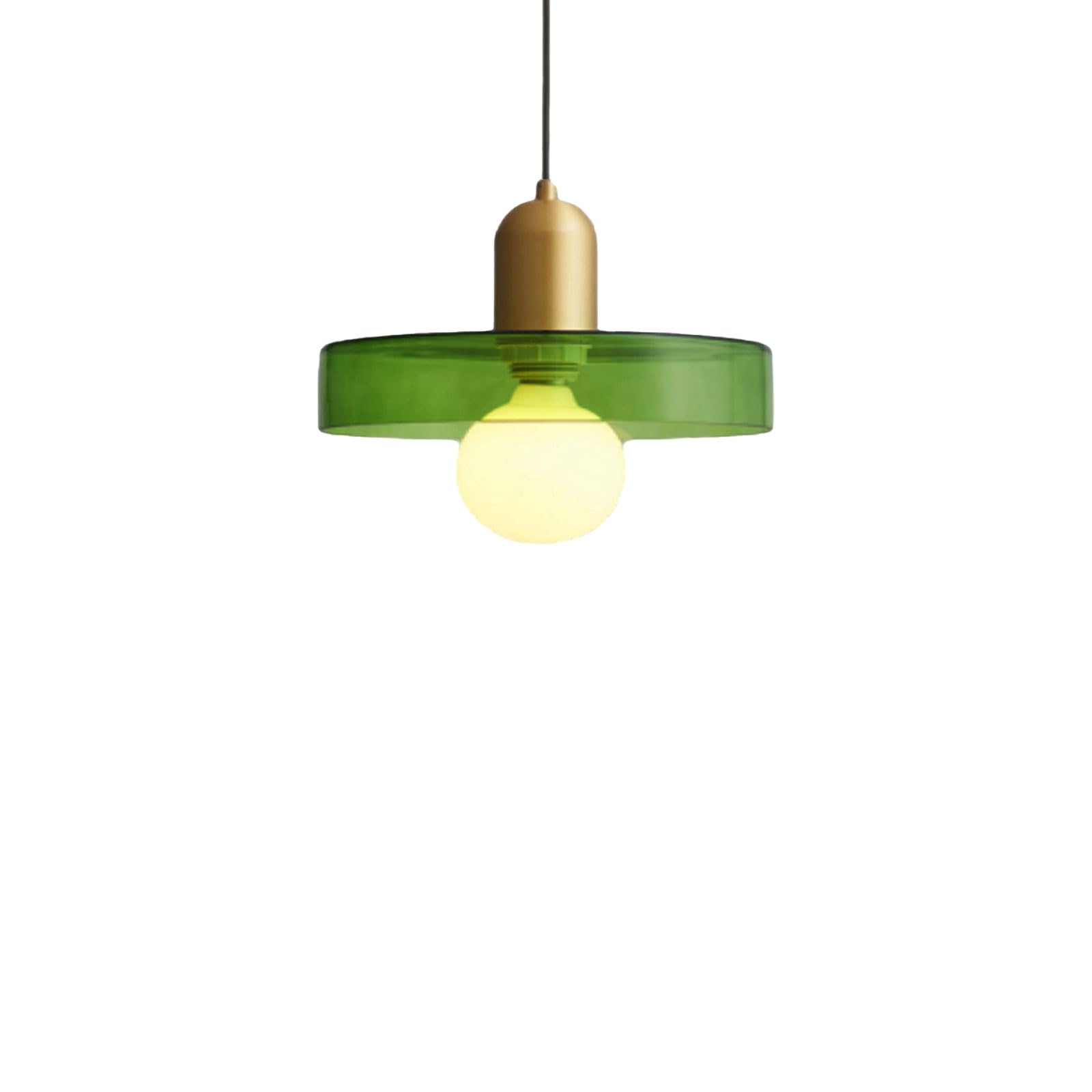 Photo 1 of Brikey 9.8 inch Green Glass Hanging Pendant Light with Brass Gold Base Pendant Hanging Lamp for Kitchen Island Dinning Table Bedroom (Green, 9.8 inch)