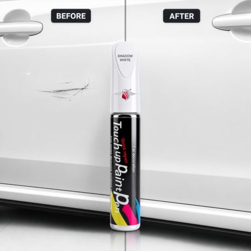 Image of Shadow Securitronics Car Scratch Remover Touch Up Paint Pen | 2 in 1 Automotive Repair Pen for Minor & Deep Scratches | Glossy Finish Car Paint Scratch Repair Tool for Car & Bike | White | 12 ml | 1X
