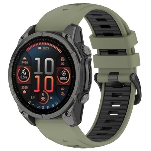 DKEnjoy Silicone Quick Release Replacement Watch Band Compatible for Garmin Fenix 8 43MM/7S/7S Pro/ 6S/6S Pro/5S/5S Plus/Descent Mk2s/Instinct 2S/Epix Pro 42mm Strap (Army Green/Black)
