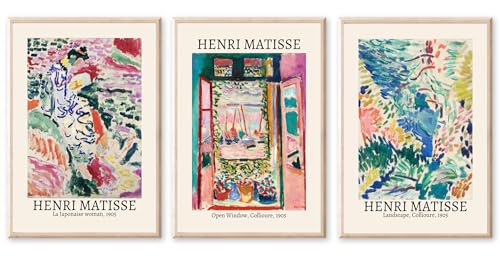 JINZUNRUI Moderne Poster 3er Set, 50x70cm Abstrakt Stilvolle Matisse Poster...