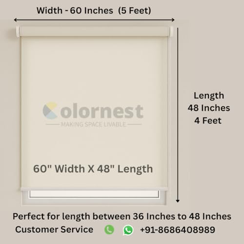Image of Roller Blinds for Windows 60 Inch W X 48 Inch L | Dim Out Roll-Up Shades Sun UV Protection for Home & Office Charcoal Grey| Heavy Duty in 38 MM Pole