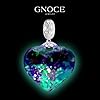 GNOCE Violet Rose Bleu Paillettes Coeur Pendentif Dangle Charme pour les femmes, 14K or blanc plaqué S925 Sterling Silver BraceletNecklcae Charme pour elle, Saint Valentin Fête des Mères Bijoux #1