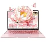 Svikou 14 inch Rose Gold Laptop, in tel Quad-Core J4105 Processor, FHD IPS Display, 6GB RAM 128GB SSD, Win 11 Pro PC,Ultra Lightweight Notebook for Travel, Online Classes, Work & Study