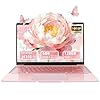 Portátil de oro rosa de 14 pulgadas, Win 11 Pro (preinstalado), en tel Quad-Core J4105 Procesador, pantalla FHD IPS, 6 GB RAM 128 GB SSD, portátil ultraligero para viajes, clases en línea
