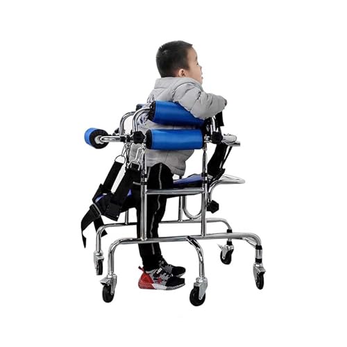 Andador de movilidad infantil con altura y ancho ajustables, estabilidad de 6 ruedas, asiento integrado, capacidad de 140 kg para mayor apoyo y movimiento