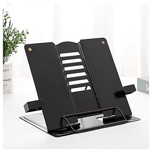 Atril Lectura para Libros, Soporte para Leer Libros Niños Metal Recipe Cook Book Holder Stand Reading Rest, Plegable Portatil Estante de Lectura Ajustable para Estudiar Cocina Oficina Mesa (Negro)