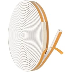 DIKER Burlete Ventana, Vierteaguas Puerta Entrada, Tira de Sellado para Ventana, Burlete Goma Espuma Aislante Termico para Puerta Exterior Blanco,10M