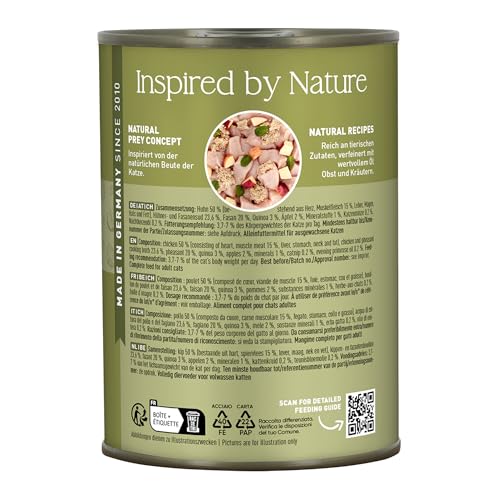 catz finefood N° 15 Huhn & Fasan Feinkost Katzenfutter nass, verfeinert mit Quinoa & Kresse, 6 x 400g Dosen