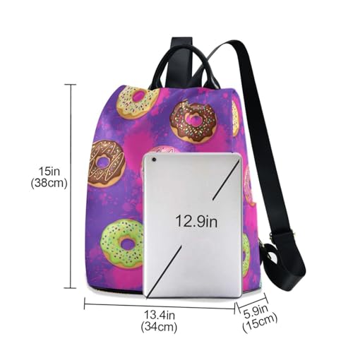 Mochila antirrobo con donas de dibujos animados para mujer con bolsillo trasero 3
