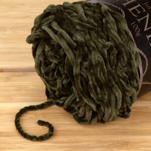 JubileeYarn Chenille Yarn - Worsted Weight - 100g/cake - Olive Oil - 2 Cakes, 025 Olive Oil - Image 3