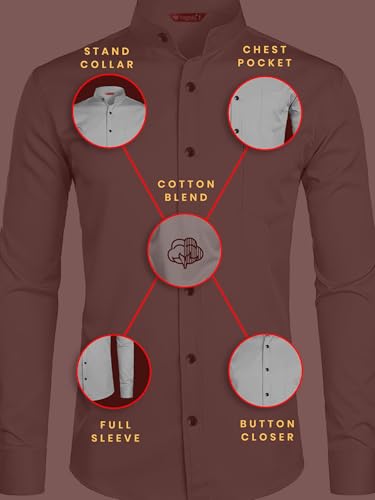Image of Men's Slim Fit Beige Color Cotton Blend Casual Shirt