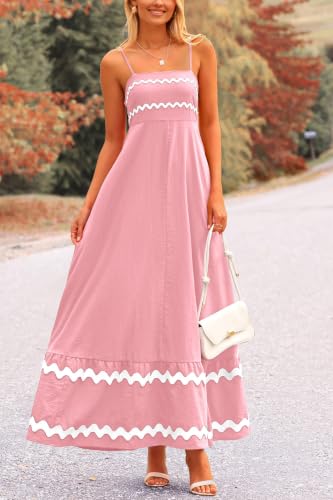 Image of PRETTYGARDEN Women's 2026 Summer Flowy Maxi Dress Casual Sleeveless Spaghetti Strap Ruffle Beach Long Dresses