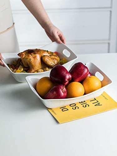 Yhosseun 1.5 Quarts Serving Bowl With Handles Set Rectangle Serving Platter Porcelain Bowl Set, 2 Pack White #TOP7