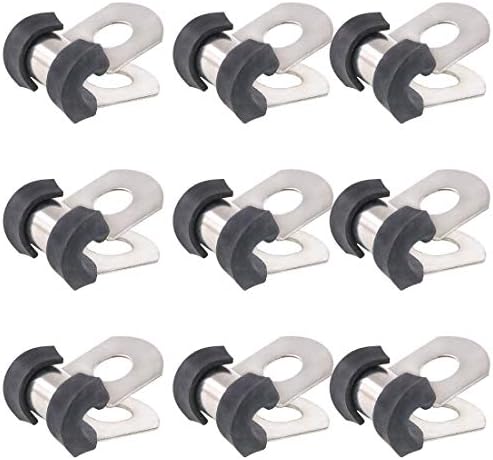 Keadic 20Pcs 3/16" (4mm) Cable Clamp Rubber Wire Clamps Stainless Steel Rubber Cushioned Insulated Clamps