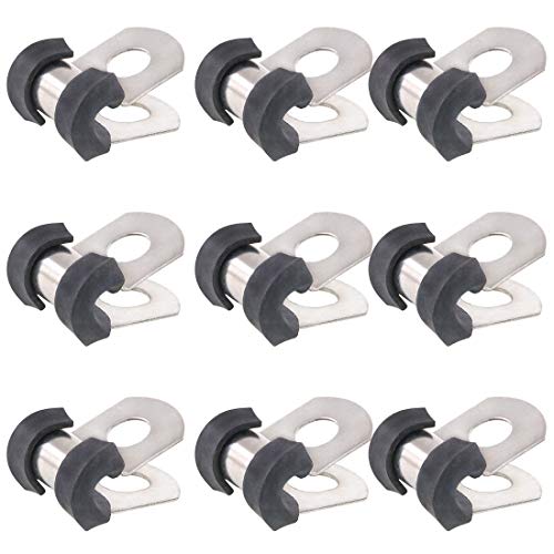 Keadic 20Pcs 3/16" (4Mm) Cable Clamp Rubber Wire Clamps Stainless Steel Rubber Cushioned Insulated Clamps #TOP25