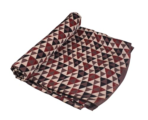 Image of Ethnics of Kutch Womens's Ajrakh Modal Silk Natural Dye Hand Block Print Unstitched Kurta Fabric