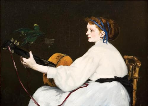 Peinture Edouard Manet Le Guitariste, toile vintage pour salon et bureau élégant