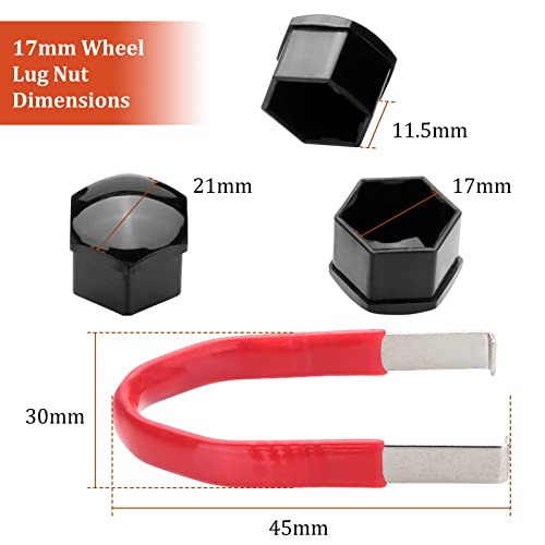 Aoit 20 Pcs 17Mm Wheel Lug Nut Bolt Cover Universal Lug Bolt Caps Flexible Wheel Cover Nut Protector Cap + Removal Tools (Black) #TOP1