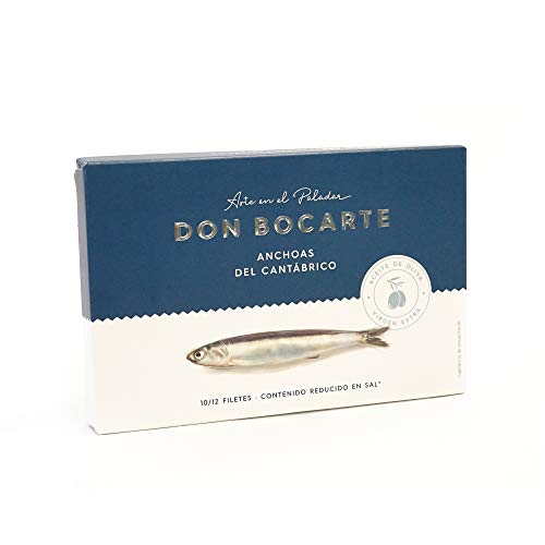 Don Bocarte Cantabrian Anchovies in Extra Virgin Olive Oil – 100g Tin (10/12 Fillets) –...