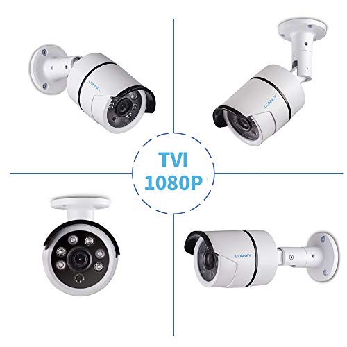 LONNKY Full HD 1080P Outdoor Security Bullet Camera,Waterproof Outdoor/Indoor Camera with IR Cut 3.6mm Lens Wide Angle,Motion Detection and Clear Night Vision Function,Not Included Cable,Black