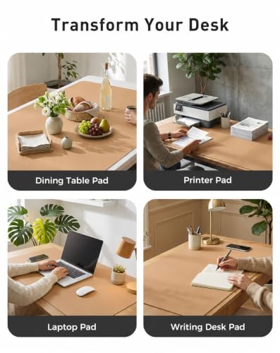 Image of Aothia Faux Leather Desk Mat for Keyboard & Mouse (Khaki, 42 inch x 17 inch) | Creates One Clean Surface For Your Keyboard, Mouse And Laptop, Helping Keep Your Workspace Organized Every Day