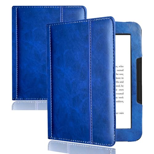 Schutzhülle für Nook GlowLight 4 eReader (2021, Modell BNRV1100) und GlowLight 4e (2022, Modell BNRV1000) Bookstyle Ledertasche (Nook GlowLight 4/4e (Modell: BNRV1000/BNRV1100)) (Dunkelblau)