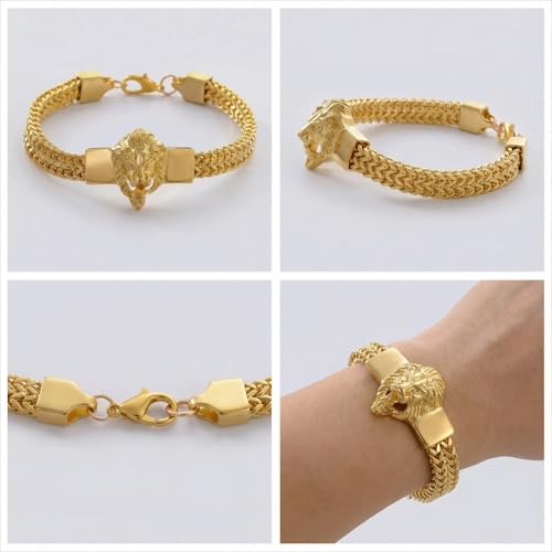 Pulsera de acero inoxidable cabeza de león para hombre miniatura 6