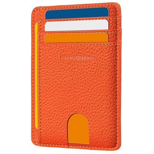 Image of RUNBOX Slim Minimalist Front Pocket RFID Blocking Leather Wallets for Men and Women Card Holder Wallets Gifts for men