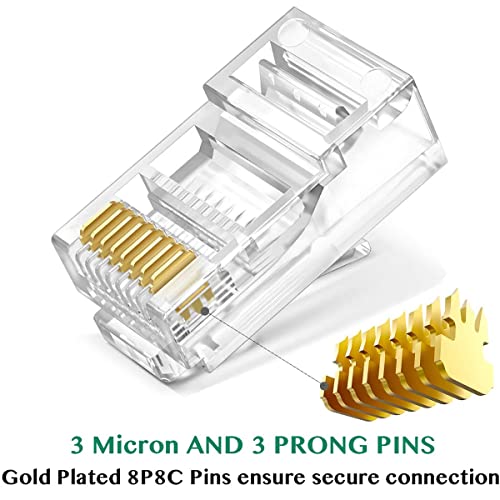 Greluma 60 Pz Connettori RJ45 CAT6 Pass-through termina Spina terminale di rete placcata oro Ethernet, Smartphone