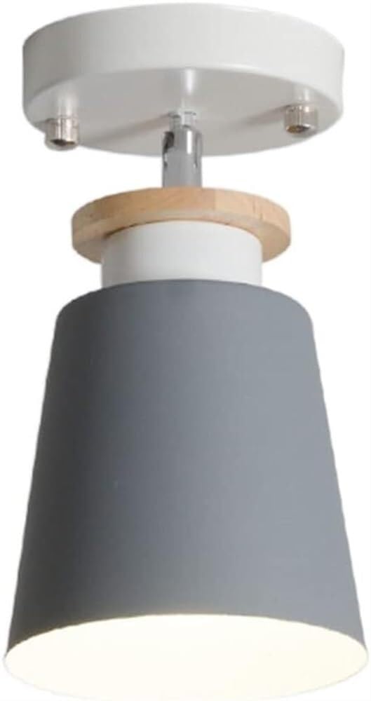 LYMSXAZOU Semi Flush Mount Ceiling Light 1 Metal Semi-Ceiling Lamp Rotatable Decor Scandinavian Pendant Lighting(Light Gray)