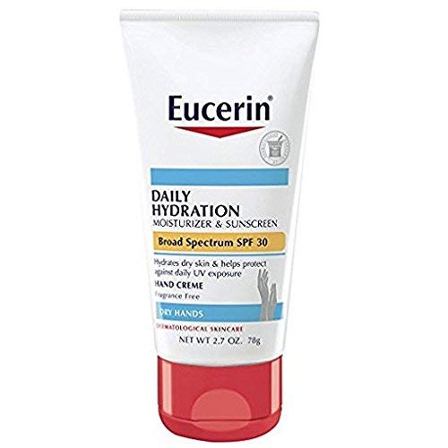 Eucerin Daily Hydration Moisturizer Sunscreen Hand Creme SPF 30, 2.7 Oz (Pack of 2)